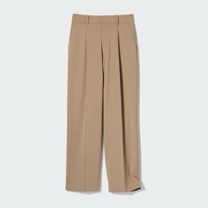 Uniqlo pleated wide pants in large - beige